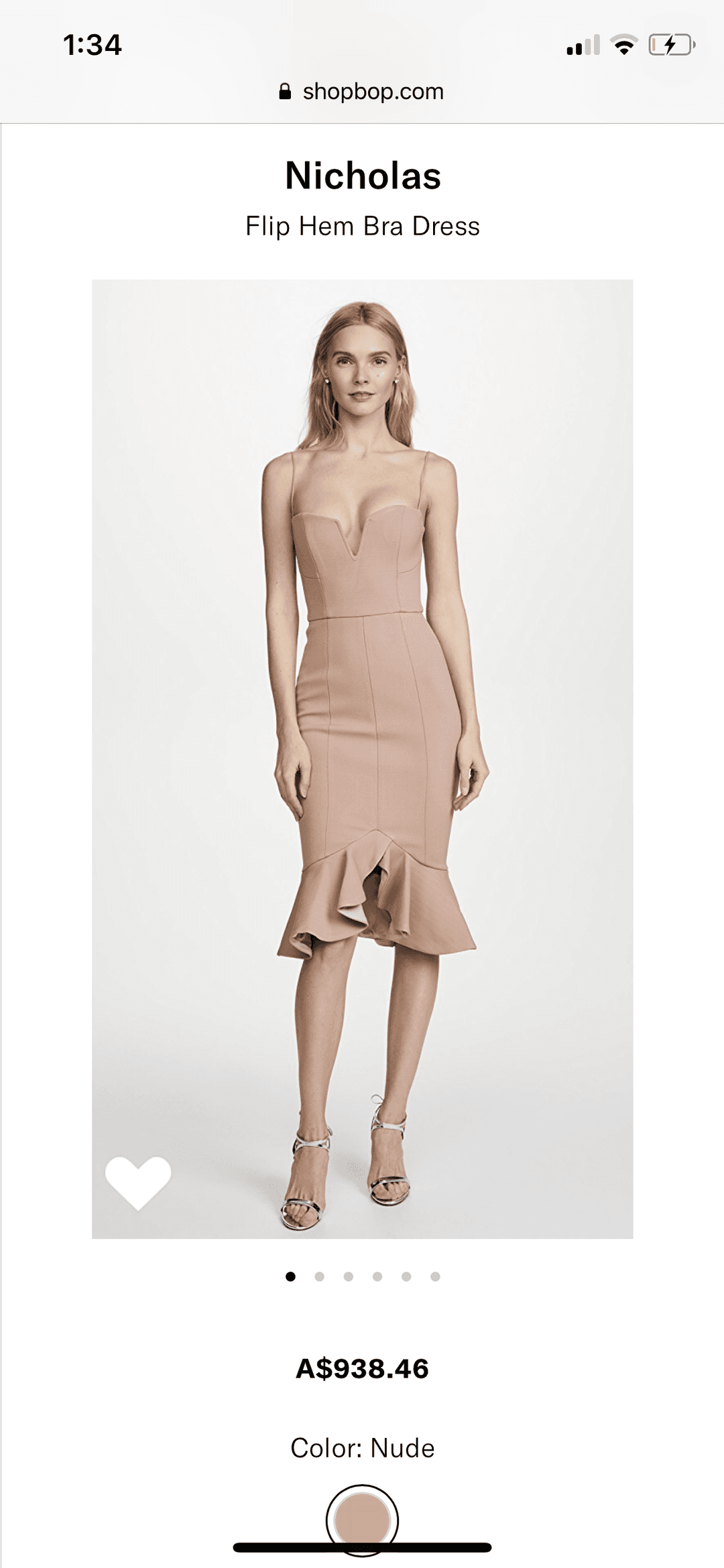 Nicholas Flip Hem Bra Bandage Dress in Nude Size 0 for rent on The Volte - main image