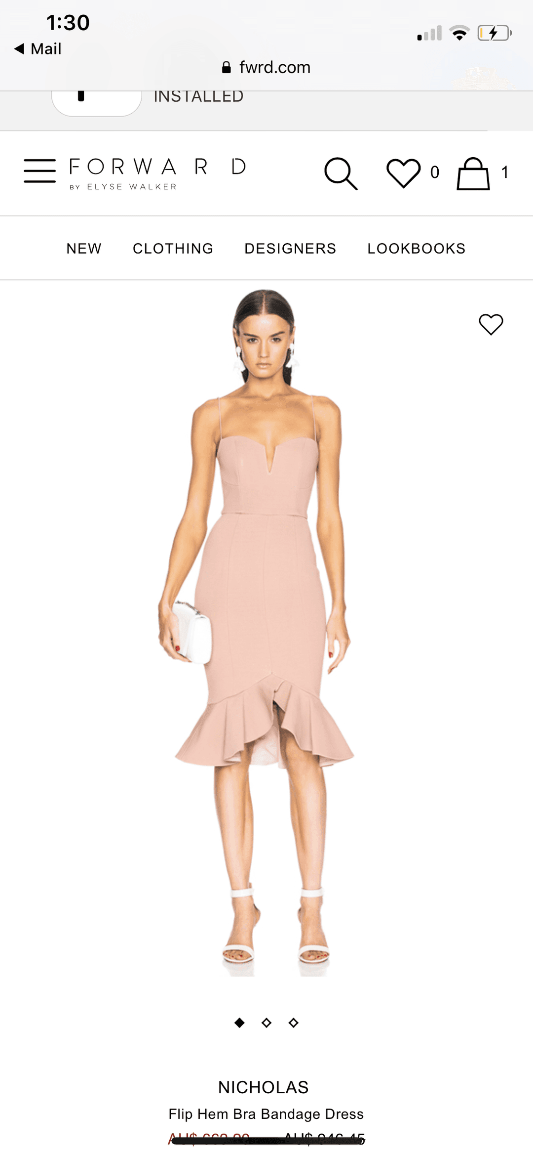 Nicholas Flip Hem Bra Bandage Dress in Nude Size 0 for rent on The Volte - main image