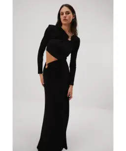 Misha Akari Floor Length Gown Black Size 6/XS for rent on The Volte - image 2