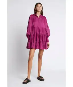Aje Romance Smock Mini Dress Fuschia Size AU 8
