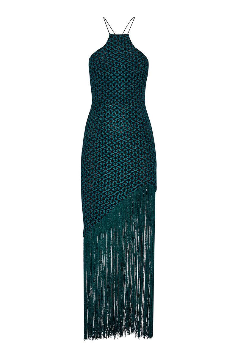 Sheike Memphis Fringe Dress Green Size 6 for rent on The Volte - main image