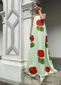 Oroton Posie Geranium Gown Sea Spray Size 6 for rent on The Volte - image 1