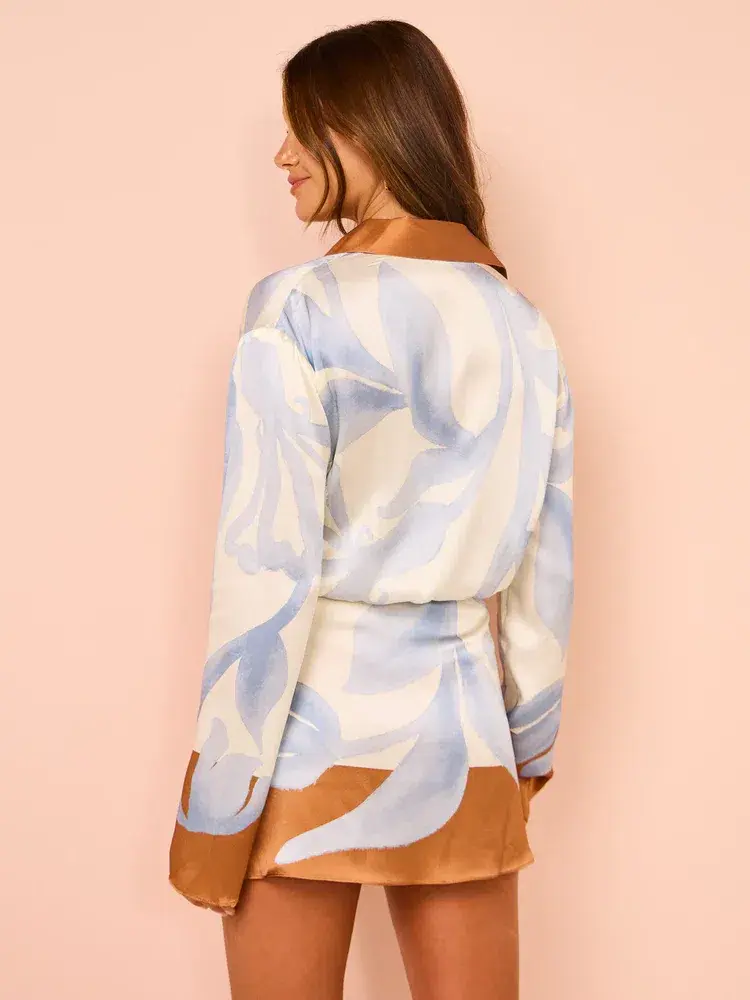 Sir the Label Sorrento Mini Shirtdress in Sciarpa Print Size 0 (AU 6) for rent on The Volte - main image