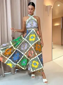 Alemais Trippy Troppo Halter Midi Dress Multi Size 12 for rent on The Volte - image 1