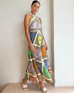 Alemais Trippy Troppo Halter Midi Dress Multi Size 12 for rent on The Volte - image 3
