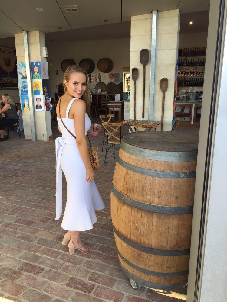 Scanlan Theodore Crepe Bralette Dress White Size 6 for rent on The Volte - main image