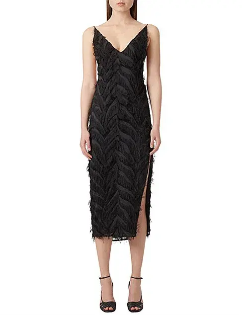 Camilla and Marc Farrah Fringed Dress Black Size 14 (Fits a 10) for rent on The Volte - main image