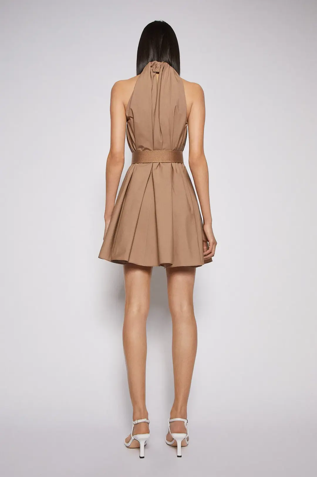 Scanlan Theodore Cotton Strapping Mini Dress in Cashew Size 8 for rent on The Volte - main image