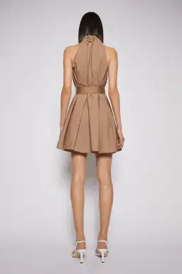 Scanlan Theodore Cotton Strapping Mini Dress in Cashew Size 8 for rent on The Volte - image 2