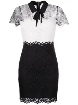 Sandro Two Tone Lace Mini Dress Ecru/Black Size 10 for rent on The Volte - image 4