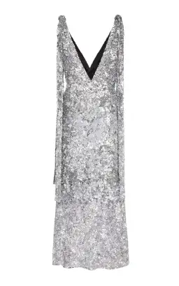 Rachel Gilbert Jacinta Sequined Midi Dress Silver Size 10 for rent on The Volte - image 3
