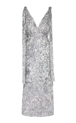 Rachel Gilbert Jacinta Sequined Midi Dress Silver Size 10 for rent on The Volte - image 4