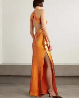 Galvan Kite Cutout Sequined Satin Maxi Dress Orange Size 8 for rent on The Volte - image 2