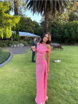 Bec & Bridge Kailani Asym Dress Grapefruit Pink Size 6 for rent on The Volte - image 1