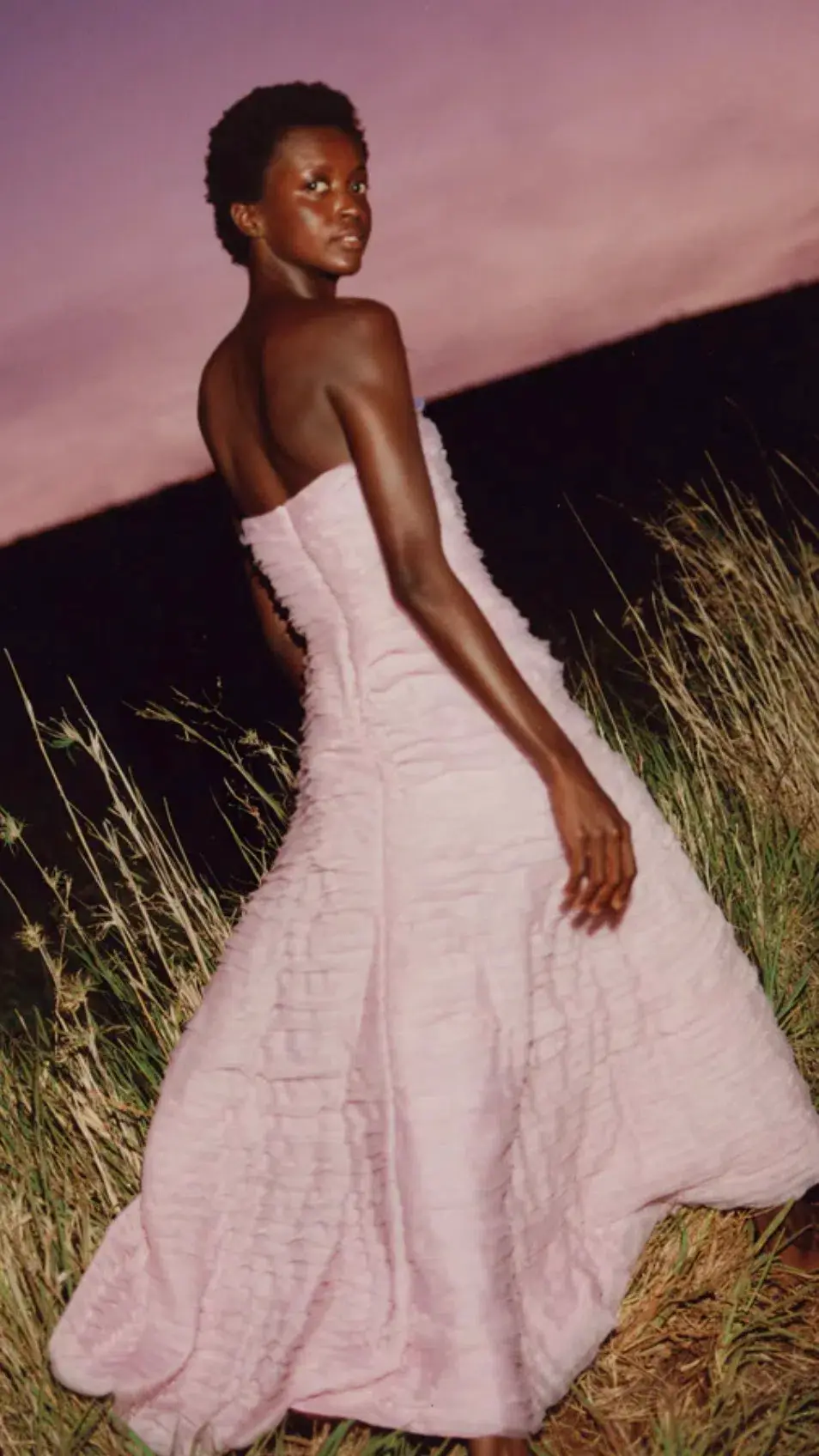 Aje Soundscape Maxi Dress in Chalk Pink Size 8 for rent on The Volte - main image