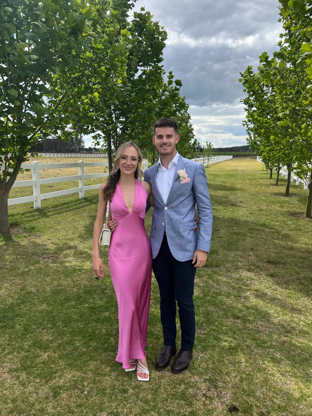 Shona Joy Arienzo Plunged Cross Back Midi Dress Ibis Rose Pink Size 4 for rent on The Volte - main image