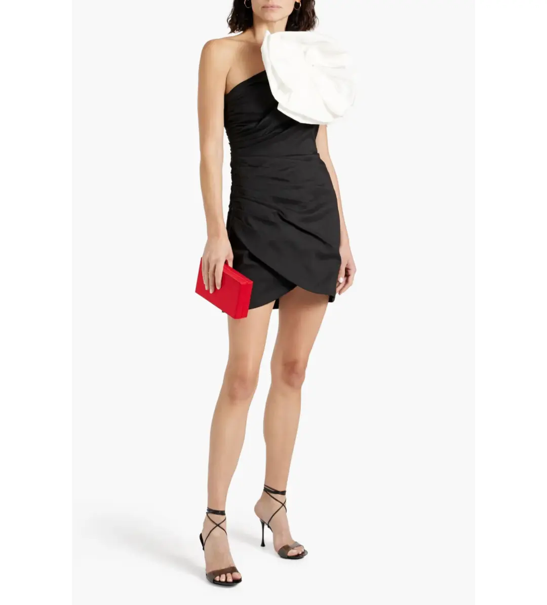 Rachel Gilbert Evana Strapless Floral-appliquéd Poplin Mini Dress In Black Size S/Au 8 for rent on The Volte - main image