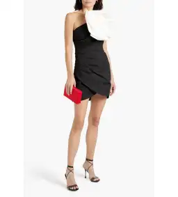 Rachel Gilbert Evana Strapless Floral-appliquéd Poplin Mini Dress In Black Size S/Au 8 for rent on The Volte - image 1