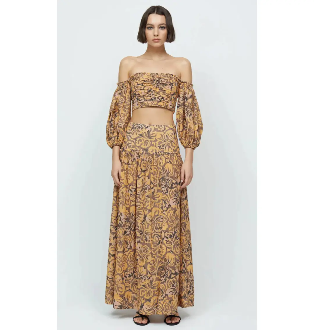 Bec & Bridge Samara Long Sleeve Crop Top Floral Print Size 8/S for rent on The Volte - main image