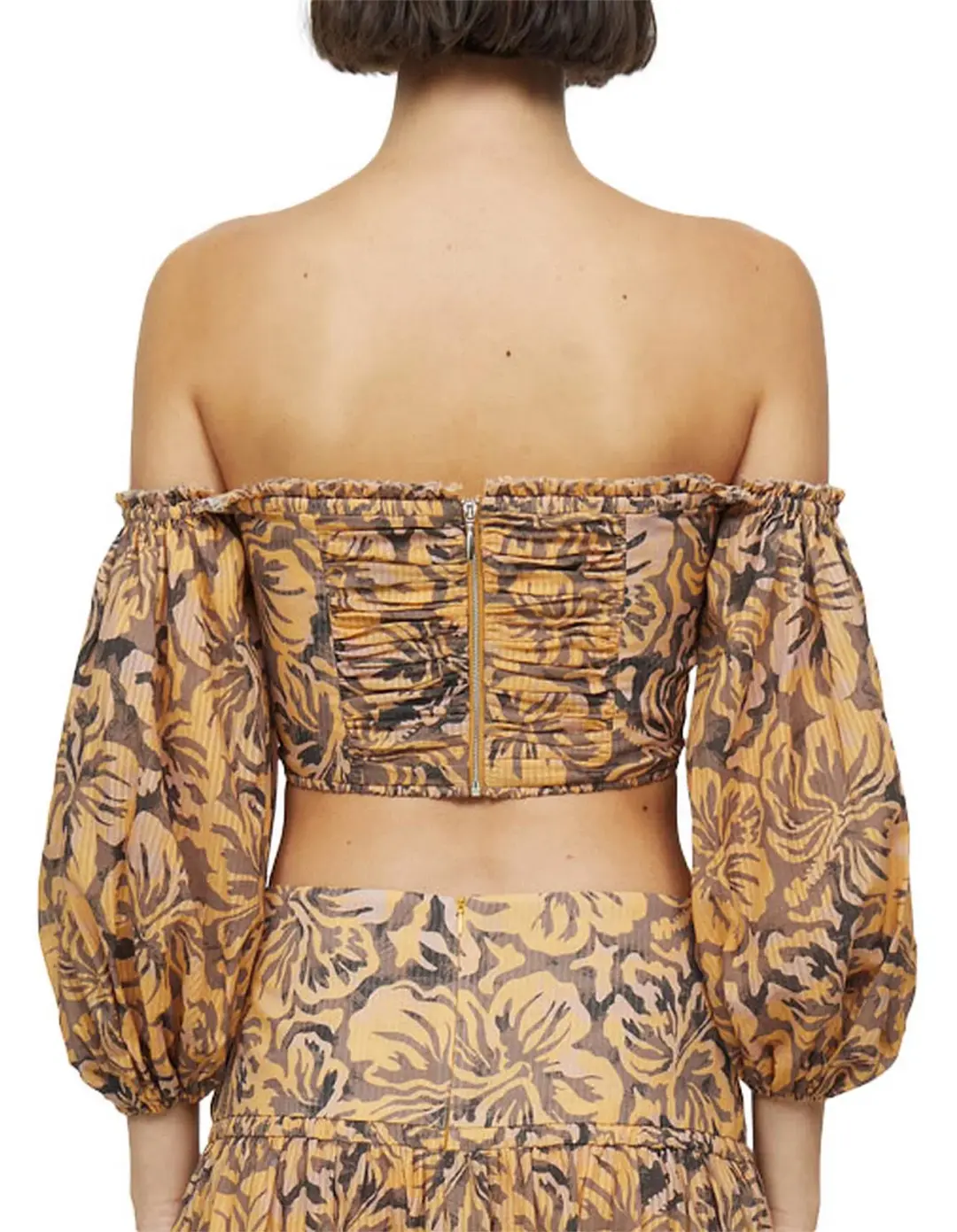 Bec & Bridge Samara Long Sleeve Crop Top Floral Print Size 8/S for rent on The Volte - main image