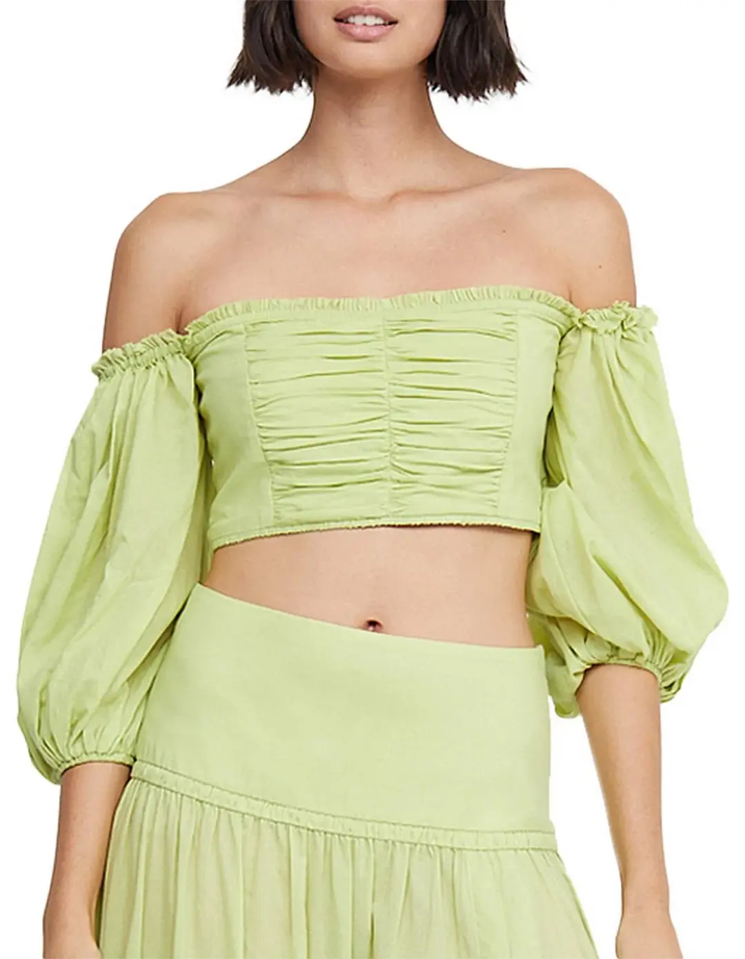 Bec & Bridge Solstice Long Sleeve Crop Top in Lime Size AU 8 for rent on The Volte - main image