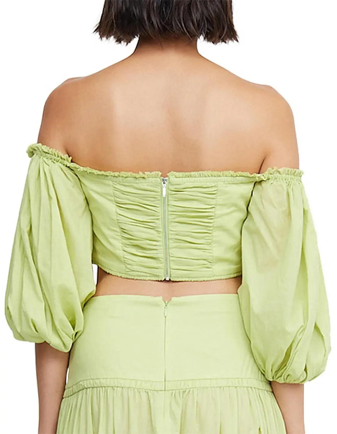 Bec & Bridge Solstice Long Sleeve Crop Top in Lime Size AU 8 for rent on The Volte - main image