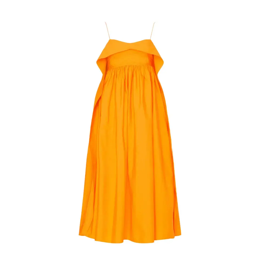 Cecilie Bahnsen Susa Midi Dress Orange Size AU 8 for rent on The Volte - main image