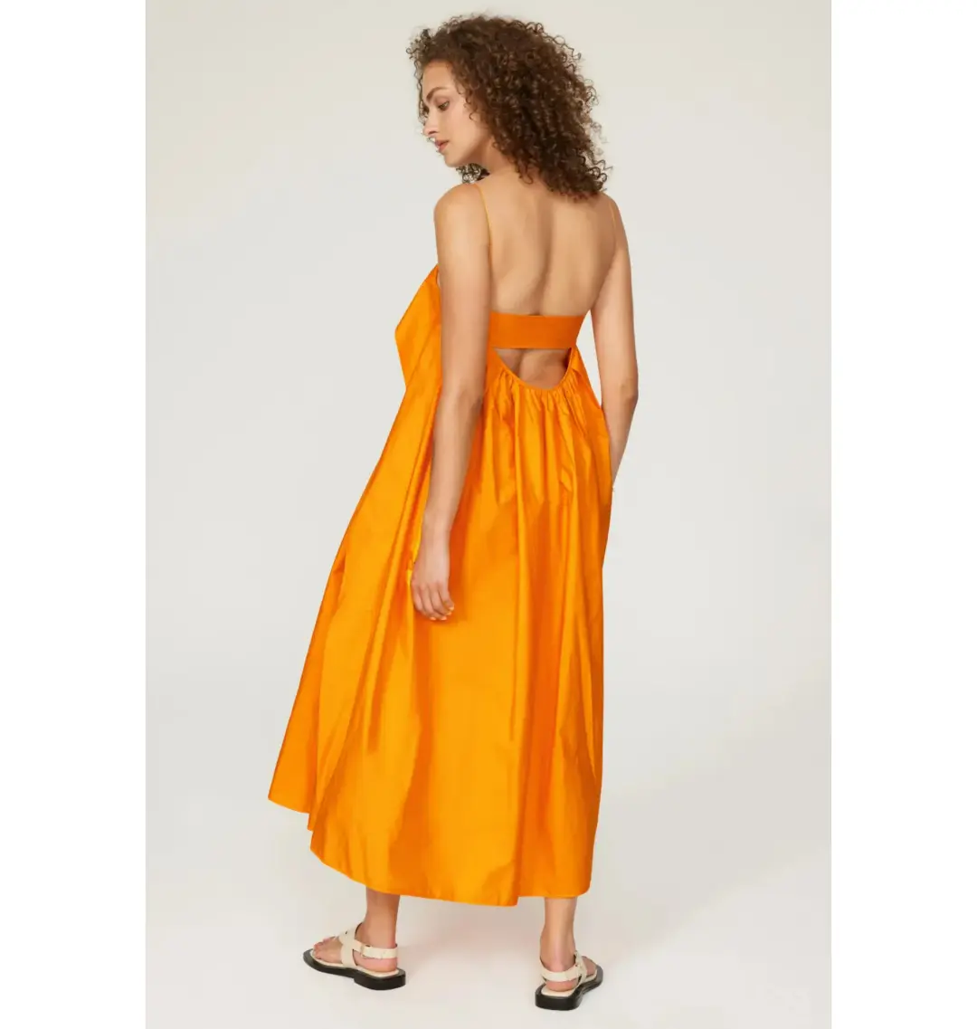 Cecilie Bahnsen Susa Midi Dress Orange Size AU 8 for rent on The Volte - main image