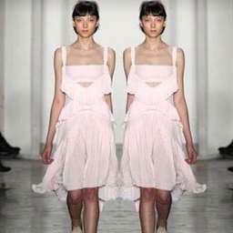 DION LEE - "Broken Pinafore" Dress in Black with Pink strap (back) for rent on The Volte - image 4
