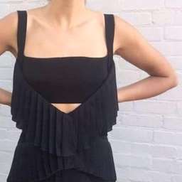 DION LEE - "Broken Pinafore" Dress in Black with Pink strap (back) for rent on The Volte - image 2