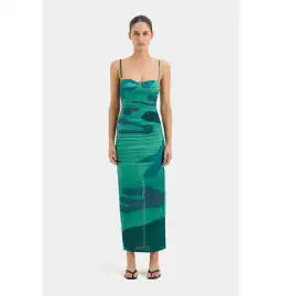 Sir the Label Frankie Midi Dress Emerald Reflection Size AU 8 for rent on The Volte - image 1