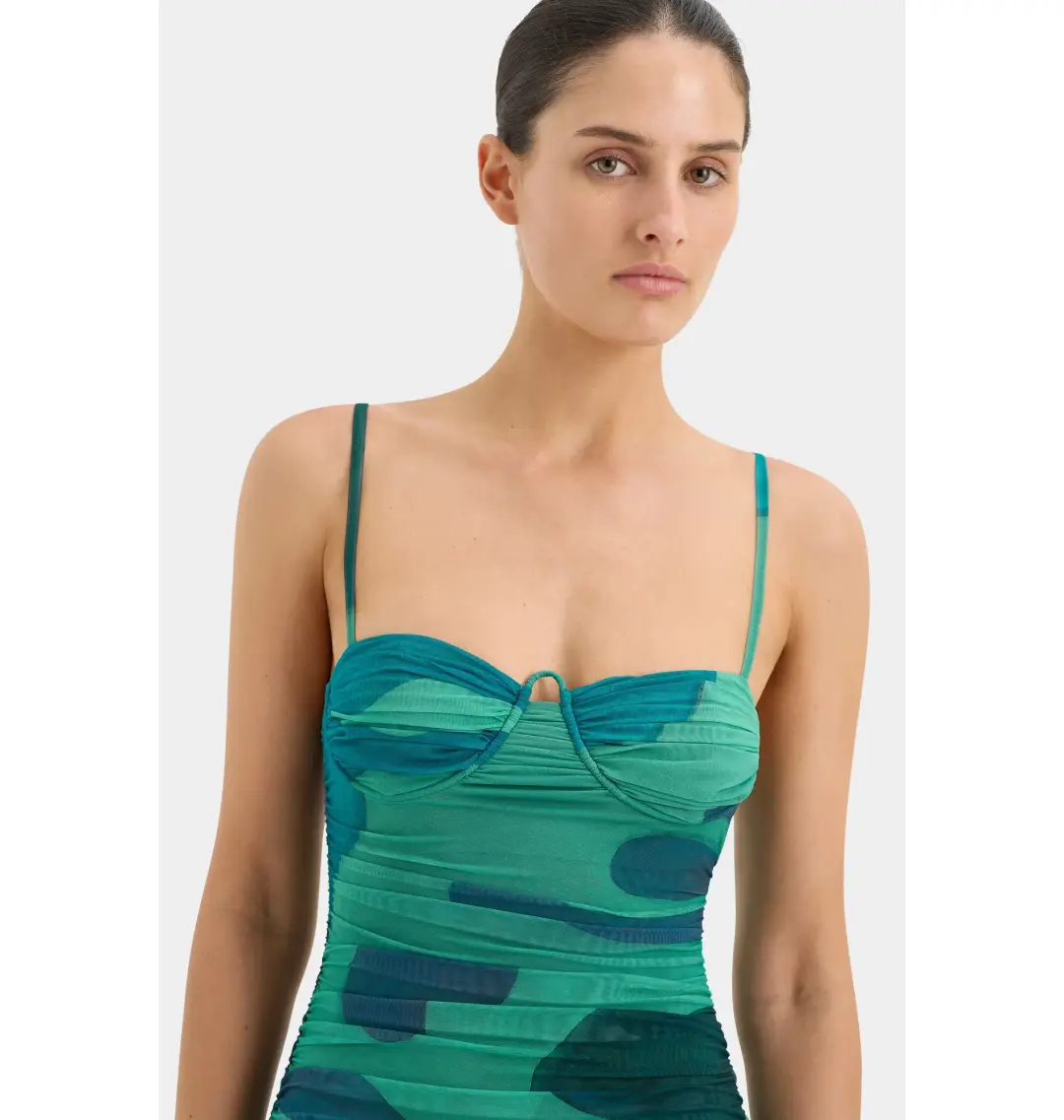 Sir the Label Frankie Midi Dress Emerald Reflection Size AU 8 for rent on The Volte - main image