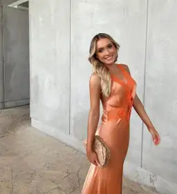 Sir the Label Aries Cut Out Gown in Peach Size AU 8 for rent on The Volte - image 3