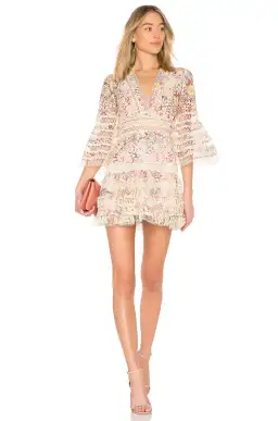 Zimmermann Lovelorn Floral Flutter Mini Dress Pink Floral Size 0