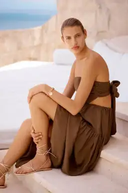 Seed Heritage Satin Cut Out Maxi Dress Pecan Brown Size 8 for rent on The Volte - image 3