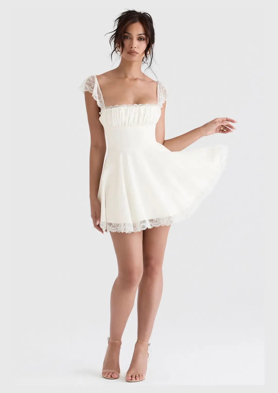House of CB Kaia A-Line Mini Dress in Ivory Size XS / AU 6 for rent on The Volte - main image