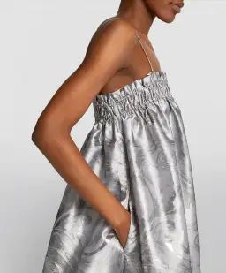 Ganni Shiny Jacquard Strap Dress Sliver Metallic Size 10 for rent on The Volte - image 3