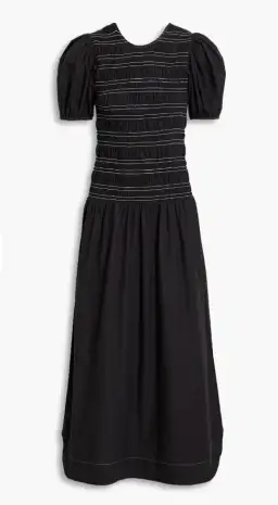 Ganni Poplin Shirred Dress Black Size 38/ AU 10 for rent on The Volte - image 4