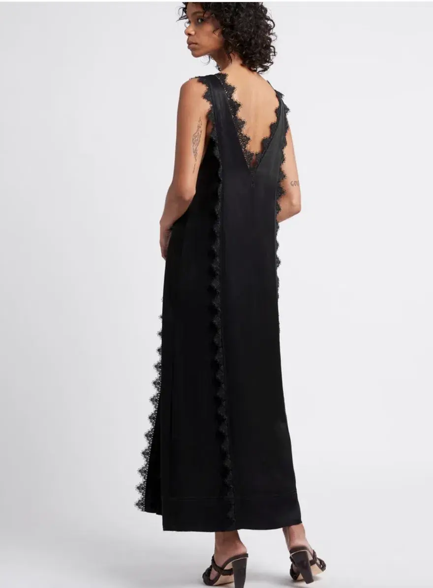 Aje Veil Slip Lace Silk Dress Black Size 10 for rent on The Volte - main image
