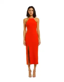 Bec & Bridge Candy Midi Dress Chilli Size AU 6