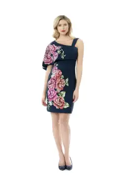 Review Cape Dress Navy Floral Size 12 for rent on The Volte - image 1