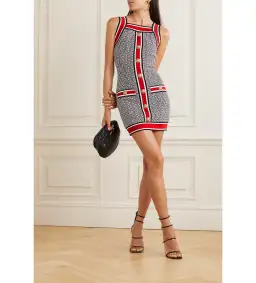 Balmain Jacquard Knit Mini Dress Multi Size 38/Au 10 for rent on The Volte - image 1
