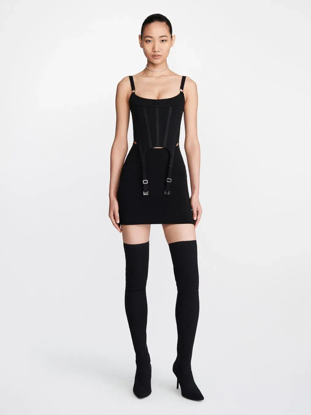 Dion Lee Garter Corset Mini Dress Black Size 10 for rent on The Volte - main image