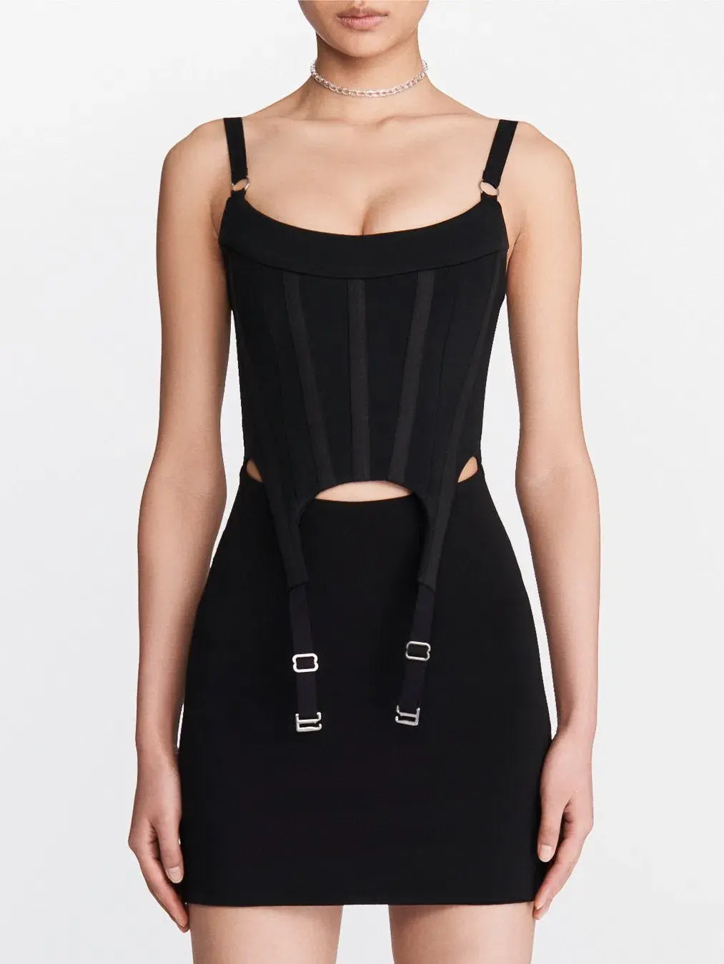 Dion Lee Garter Corset Mini Dress Black Size 10 for rent on The Volte - main image