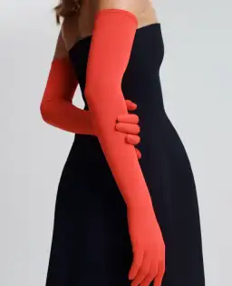 Scanlan Theodore Crepe Knit Peplum Strapless Dress With Gloves Crayon Size 6 for rent on The Volte - image 3