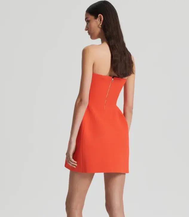 Scanlan Theodore Crepe Knit Peplum Strapless Dress With Gloves Crayon Size 6 for rent on The Volte - main image