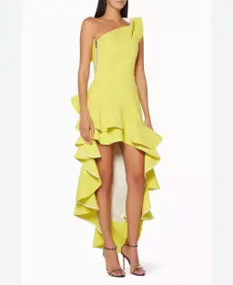 Maticevski Flamenco Ruffle Dress Chartreuse Yellow Size 8 for rent on The Volte - image 2