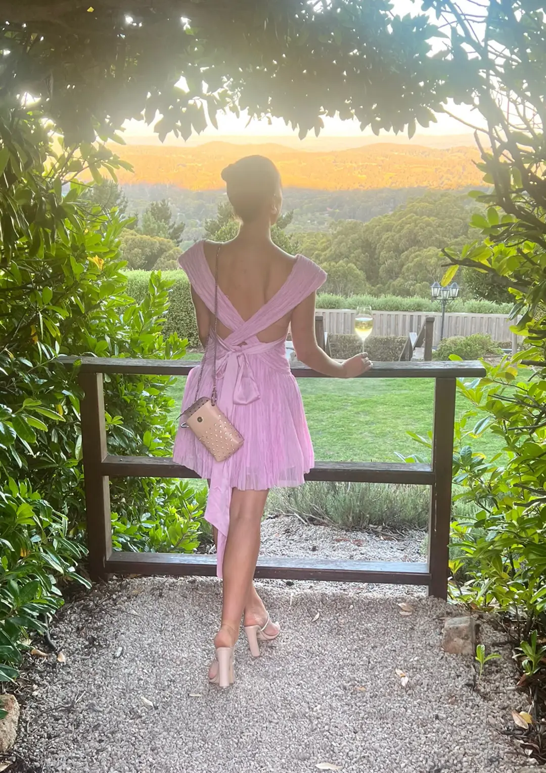 Aje Escapist Mini Dress Pink Size 6 for rent on The Volte - main image