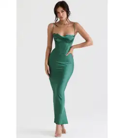 House Of Cb Charmaine Corset Maxi Dress Forest Green Size S/Au 8 for rent on The Volte - image 1