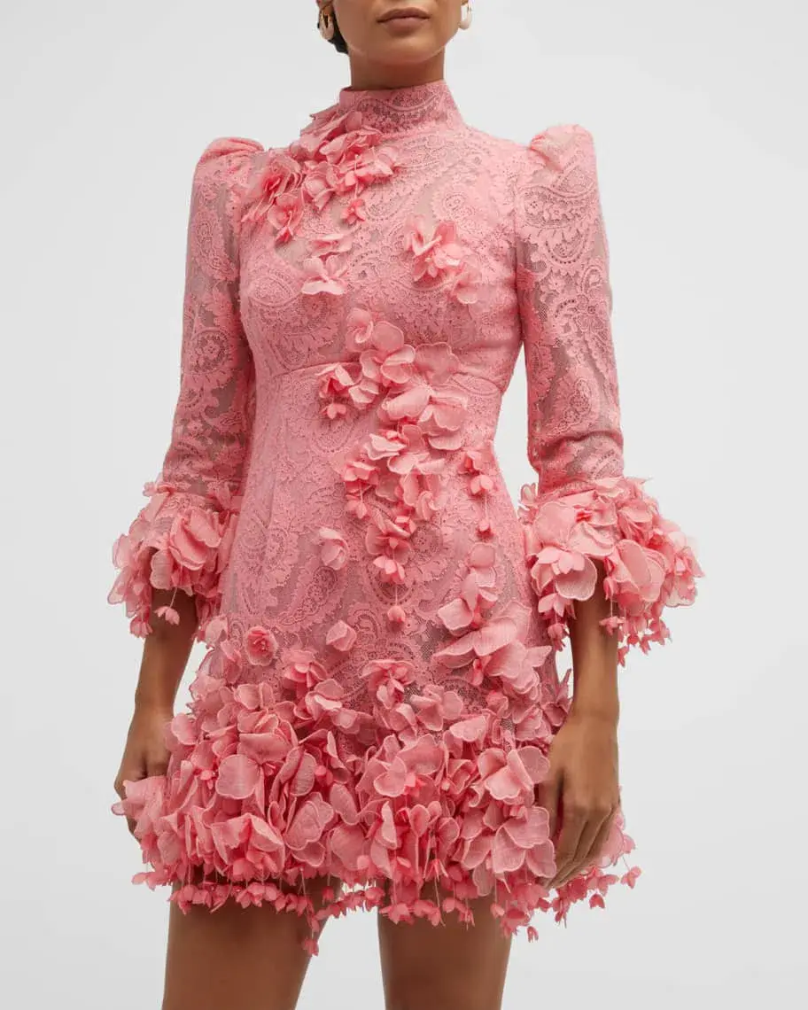 Zimmermann High Tide Lace Mini Dress in Guava Size 3 / AU 14 for rent on The Volte - main image